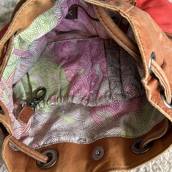 The Sak Drawstring Leather and Fabric Backpack OS